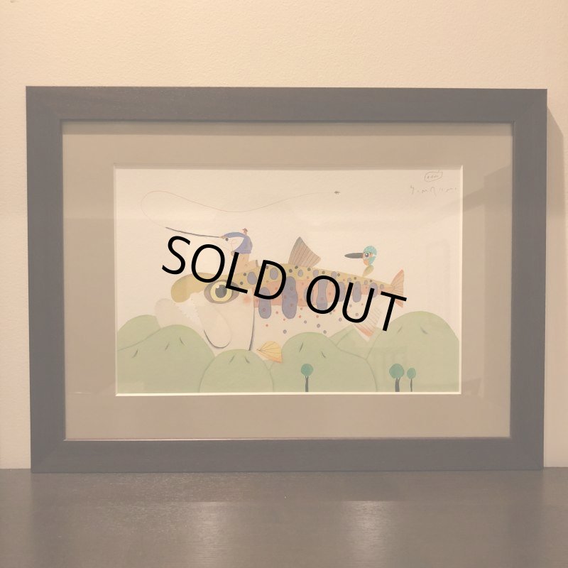 画像1: 【村上康成BREEZING】 プリマグラフィー額絵「川ギツネの山」 (1)