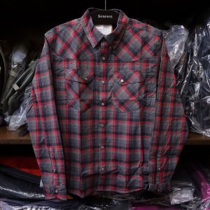 画像1: 【SIMMS】Brackett LS Shirt - AUBURN RED/BLACK WINDOW PLAID