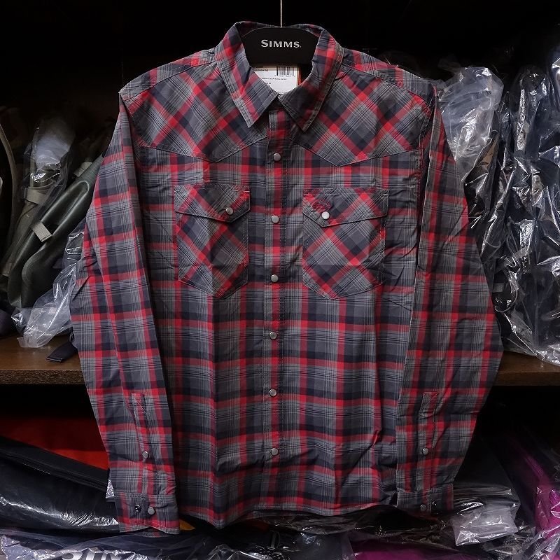 画像1: 【SIMMS】Brackett LS Shirt - AUBURN RED/BLACK WINDOW PLAID(SALE) (1)