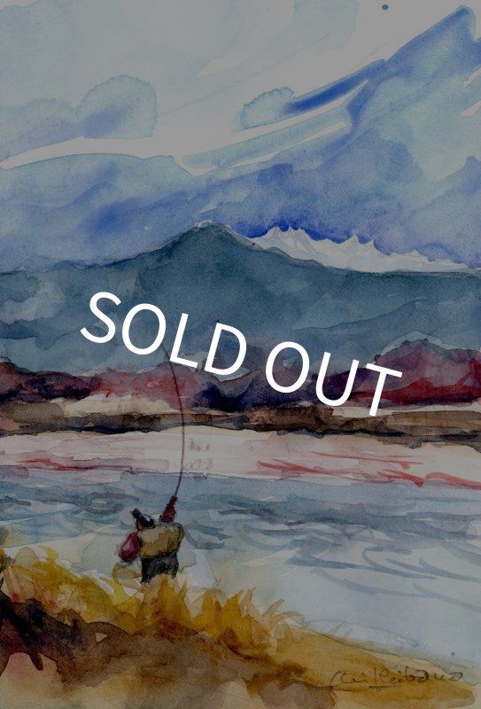 画像1: 【柴野邦彦】オリジナル水彩画「いいアタリが」 (1)