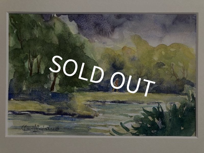 画像1: 【柴野邦彦】オリジナル水彩画「雲の隙間」 (1)