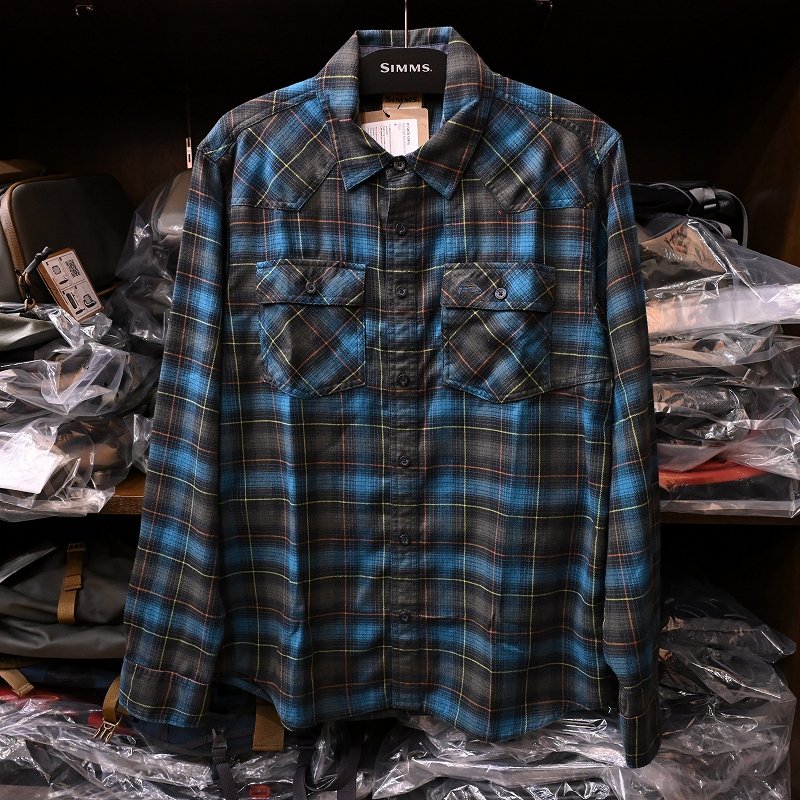 画像1: 【SIMMS】Santee Flannel shirt - black/bright Blue Window Pane(SALE) (1)
