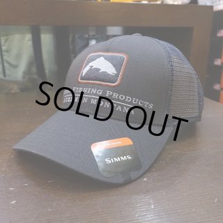 シムス　SIMMS キャップ ブラック/グレー　トラウト　鱒 Simms Trout Icon Trucker Cap | シムス トラウト・アイコン